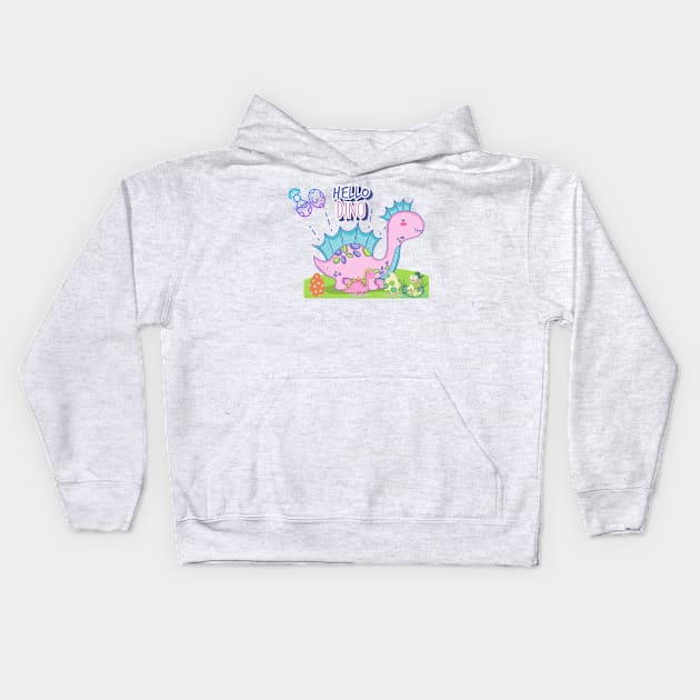 HELLO DINO Kids Hoodie by MeKong